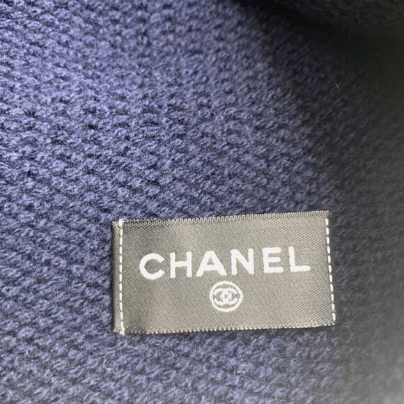 Authentic Chanel Navy Dark Blue Beanie Hat CC logo Brand New - Picture 7 of 14
